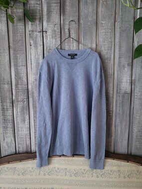 Banana Republic Men Cotton Slub Crewneck Sweater Light Blue Utility Garment L